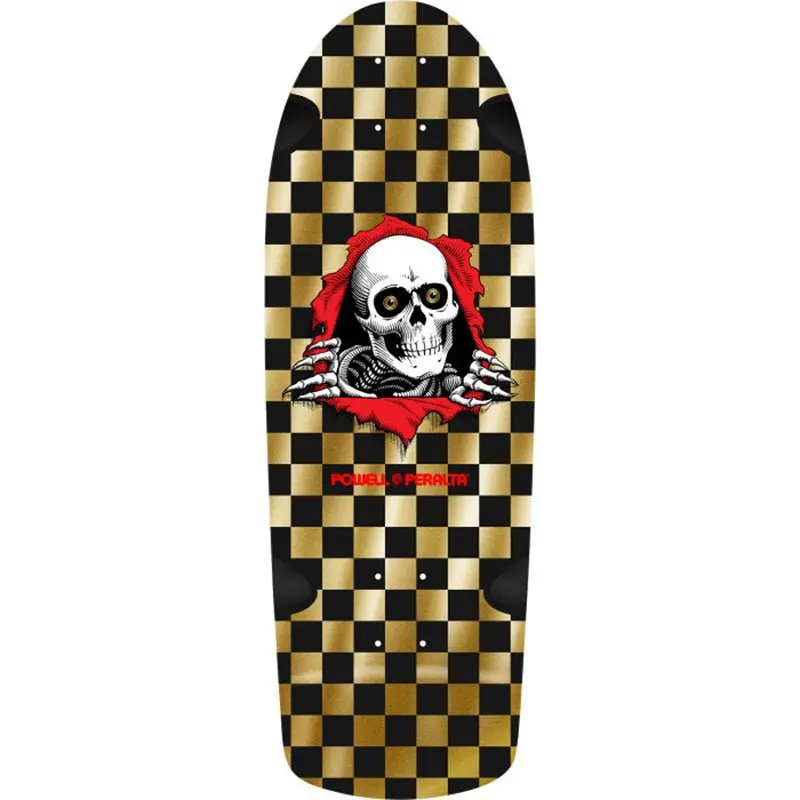 Powell Peralta 10" X 30" Og Ripper Checker Reissue Gold Foil Skateboard Deck 1