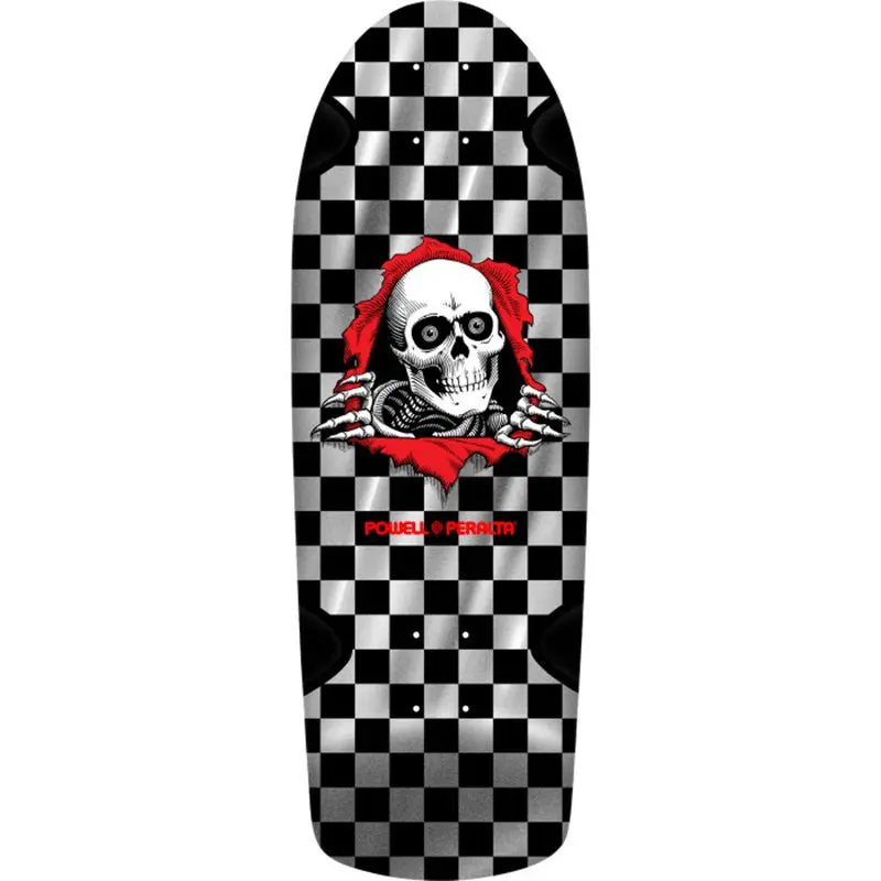 Powell Peralta  10" X 30" Og Ripper Checker Reissue Silver Foil Ink Skateboard Deck 1