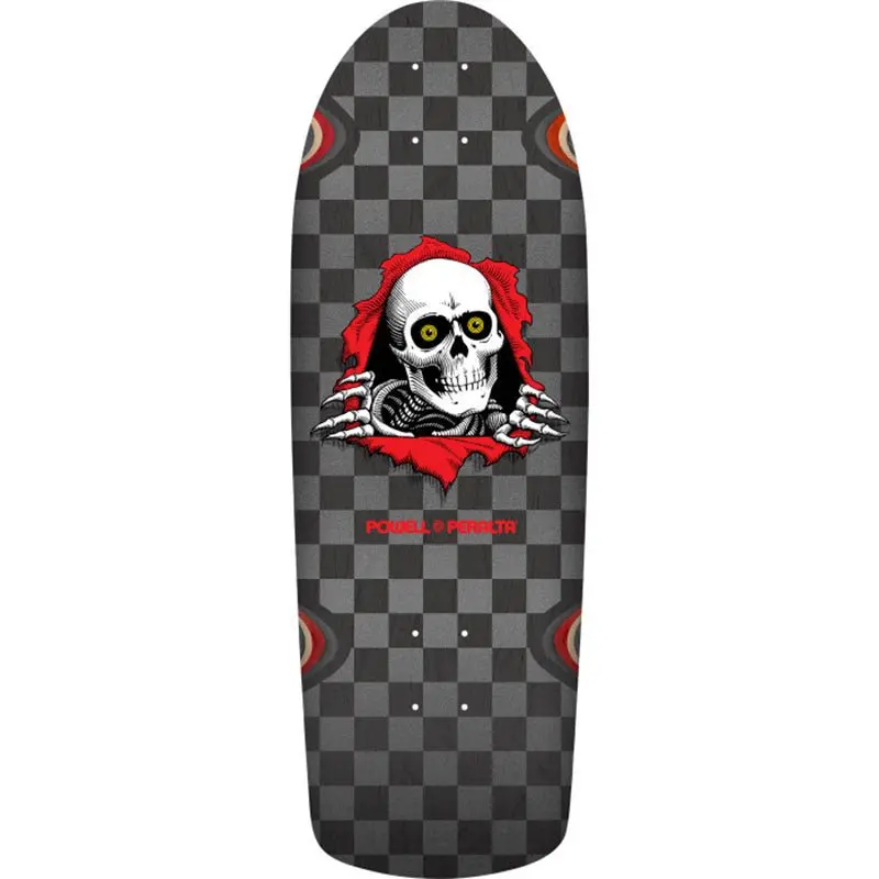 Powell Peralta 10" X 30" Og Ripper Checker Reissue Silver/Black Stain Skateboard Deck 1