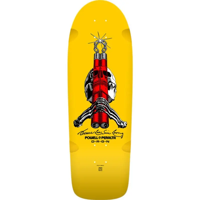 Powell Peralta 10" X 30" Skull & Nunchucks Bruce Lee Collab Yellow Skateboard Deck 1