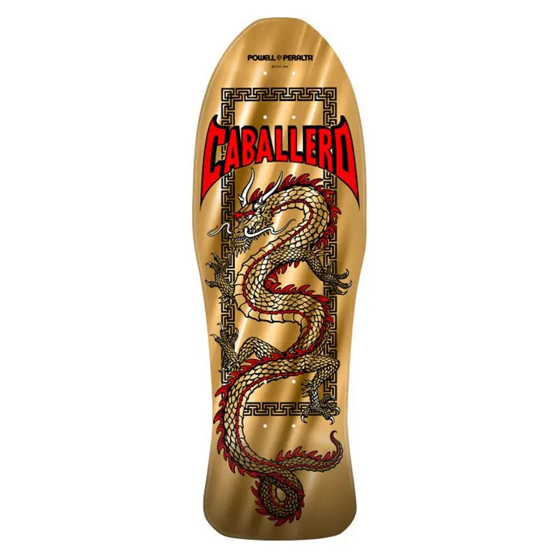 Powell Peralta 10" X 30" Steve Caballero Chinese Dragon Reissue Gold Foil Skateboard Deck 1