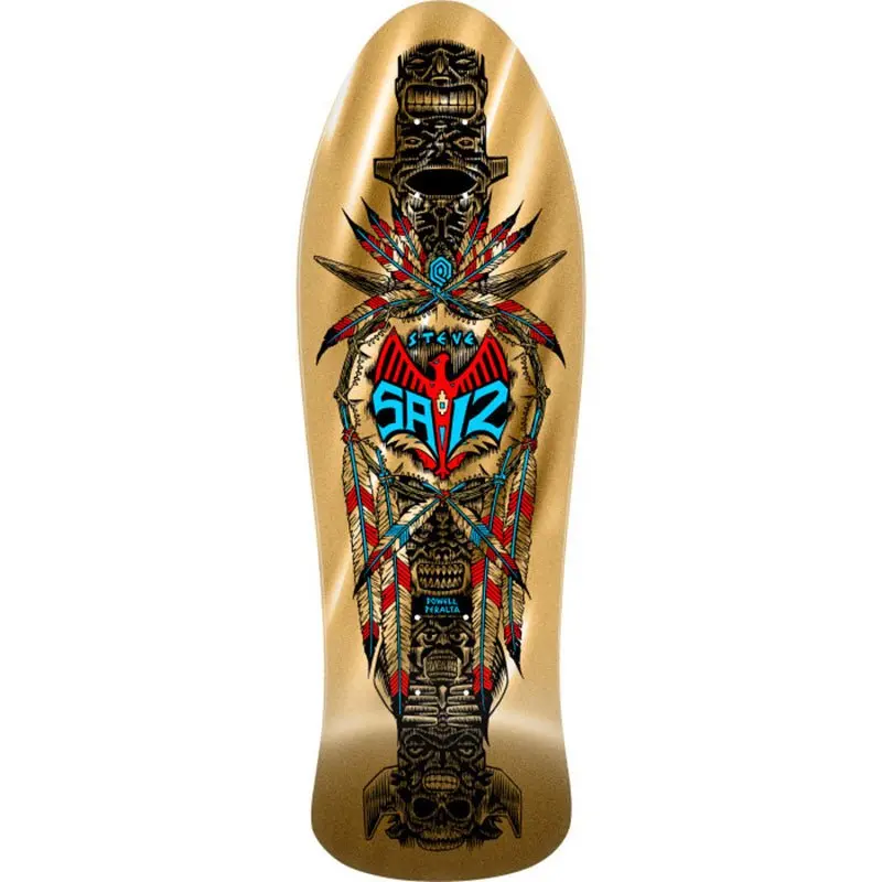Powell Peralta 10" X 30.81" Steve Saiz Totem Reissue Gold Foil Skateboard Deck 1