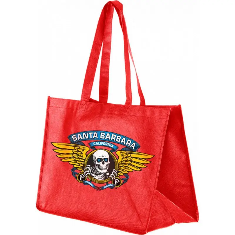 Powell Peralta 12" X 16" Shopping Bag Santa Barbara Winged Ripper Woven Red 1