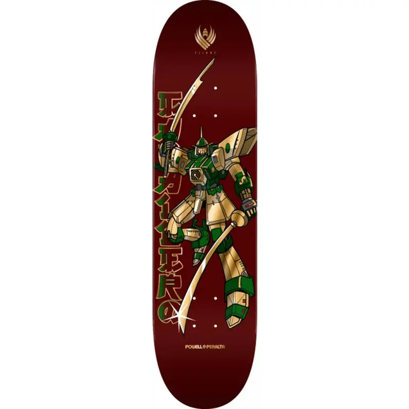 Powell Peralta 8.25" X 31.95" Steve Caballero Gundam Flight Burgundy / Gold Foil Skateboard Deck 1