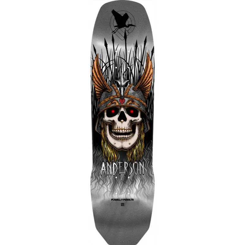 Powell Peralta 8.45" X 31.8" Pro Andy Anderson Heron 7-Ply Maple Silver Foil Skateboard Deck 1