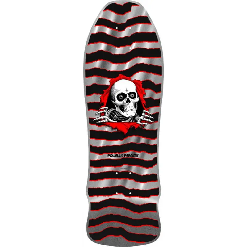 Powell Peralta 9.75" X 30" Geegah Ripper Reissue Silver Foil Skateboard Deck 1