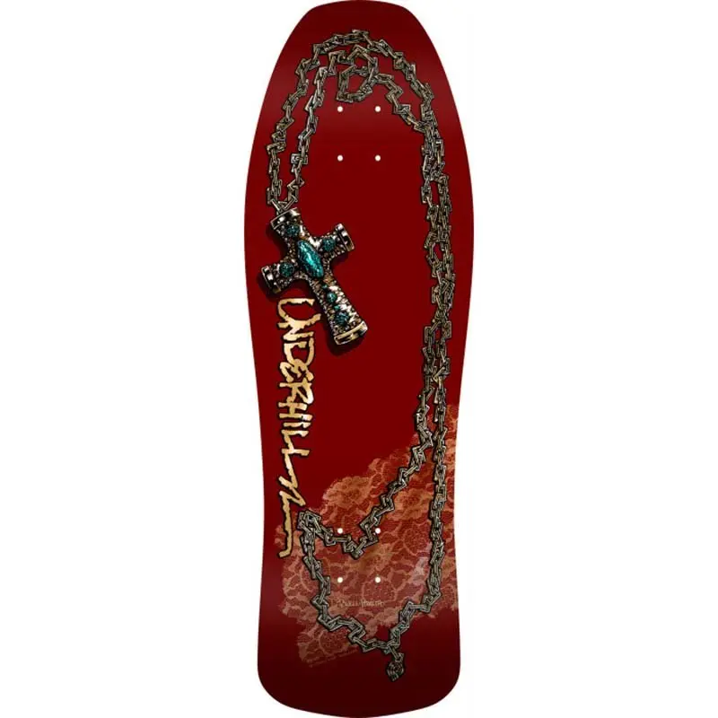 Powell Peralta 9.9" X 31.5" Ray Underhill Cross Reissue Burgundy/Gold Foil Skateboard Deck 1
