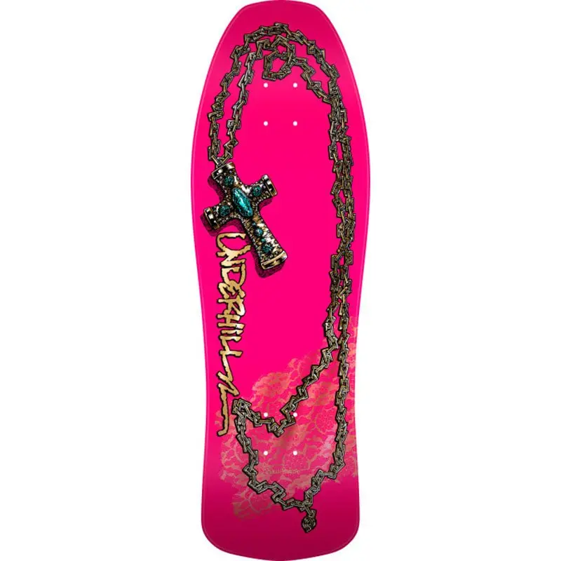 Powell Peralta 9.9" X 31.5" Ray Underhill Cross Reissue Pink/Gold Foil Skateboard Deck 1