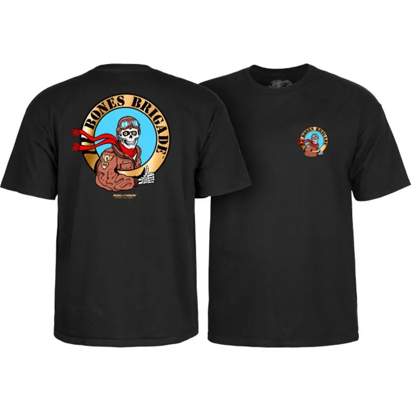 Powell Peralta Bones Brigade Pilot Black T-Shirt 1