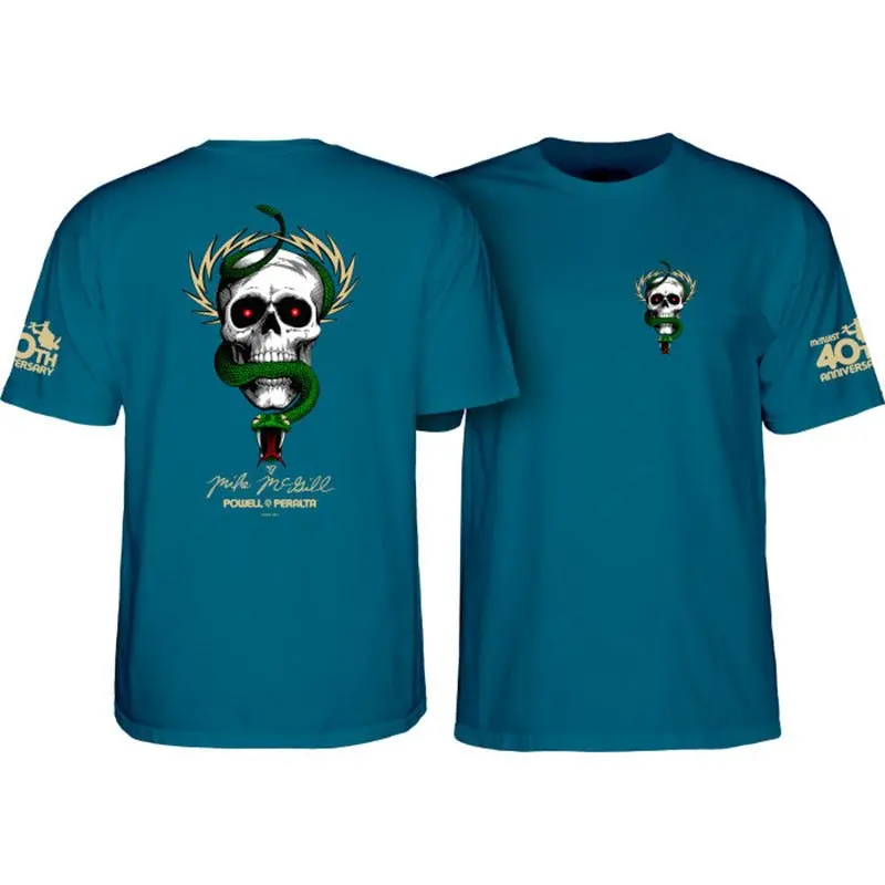 Powell Peralta Mcgill Skull & Snake 40Th Anniversary Galapagos Blue T-Shirts 1