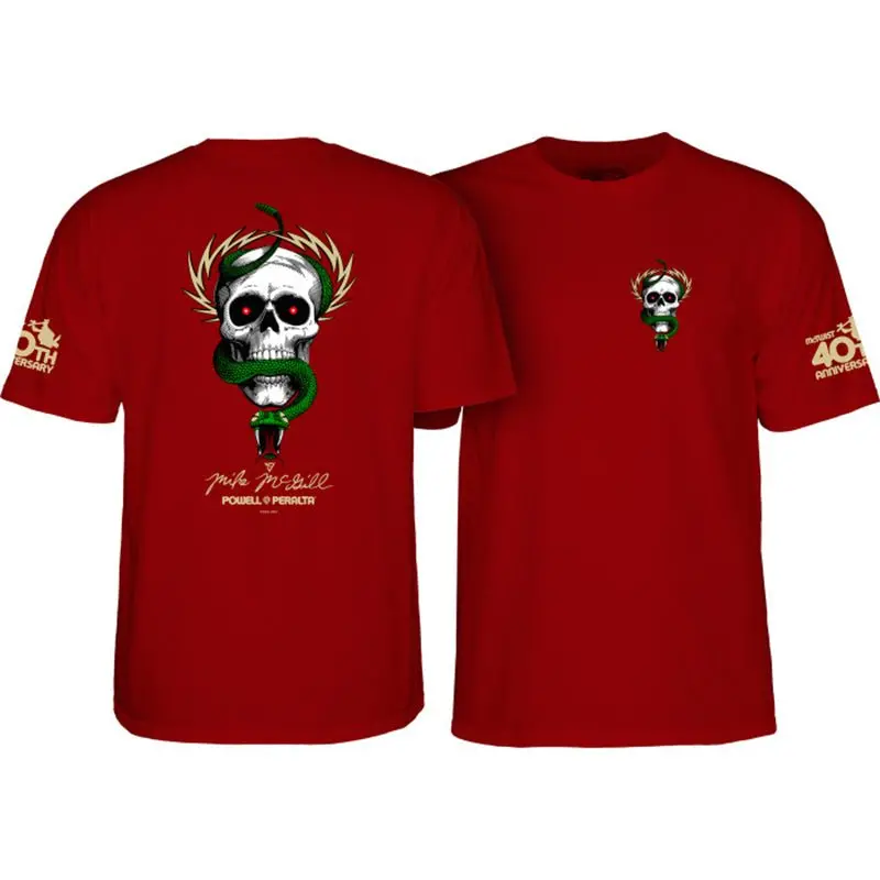 Powell Peralta Mcgill Skull & Snake 40Th Anniversary Garnet T-Shirt 1