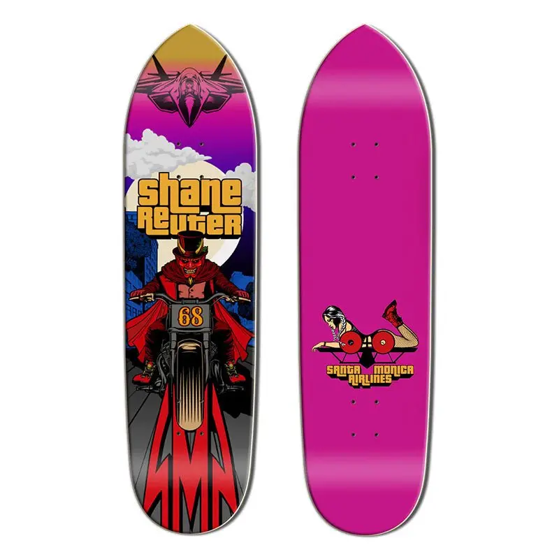 Santa Monica Airlines 8.5" X 33" Shane Reuter Pink Flood Series 4 Skateboard Deck 1