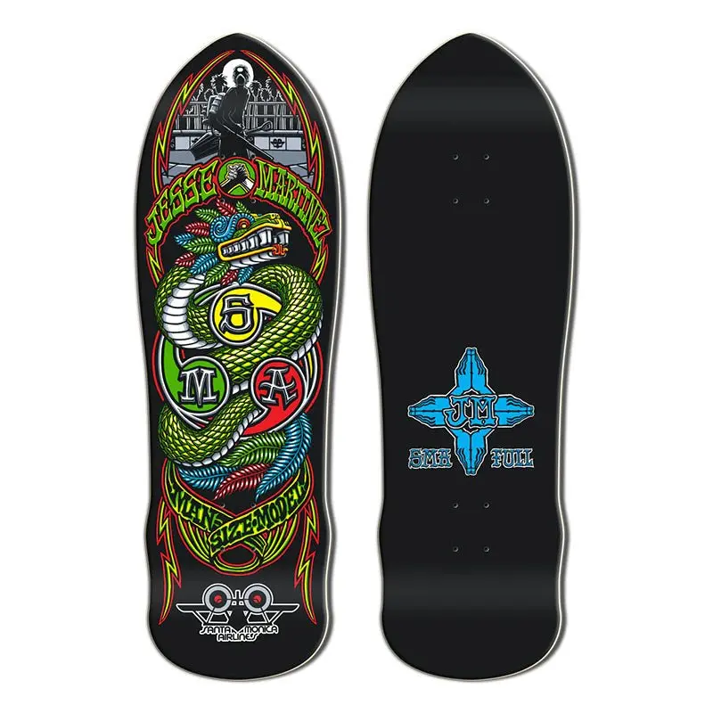Santa Monica Airlines 9.875" X 31.375" Jesse Martinez Snake Series 4 Black Dip Skateboard Deck 1