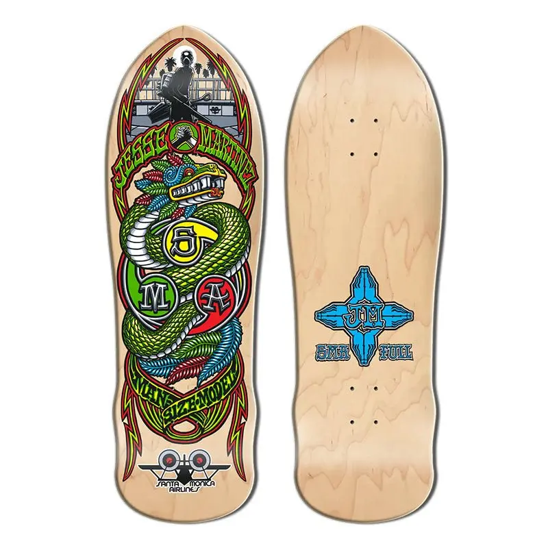 Santa Monica Airlines 9.875" X 31.375" Jesse Martinez Snake Series 4 Natural Skateboard Deck 1