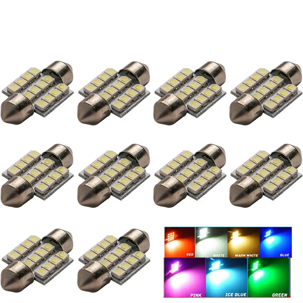 10 Pieces 31Mm 12-3528 Smd Light Dome Lamp Interior Bulbs 1