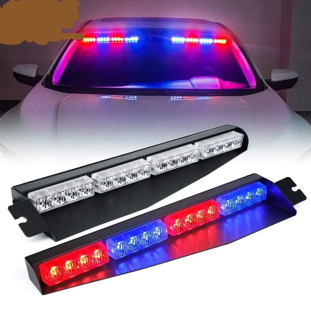 Visor Strobe Led Light Bar Interior Windshield Emergency Lights Pair 1