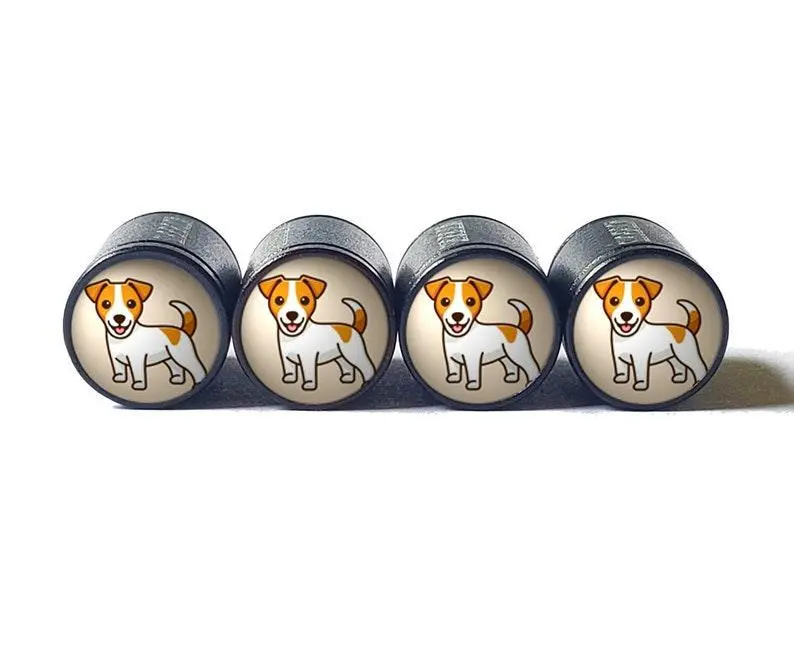 Puppy Dog Tire Valve Caps - Black Aluminum - Set Of Four 1