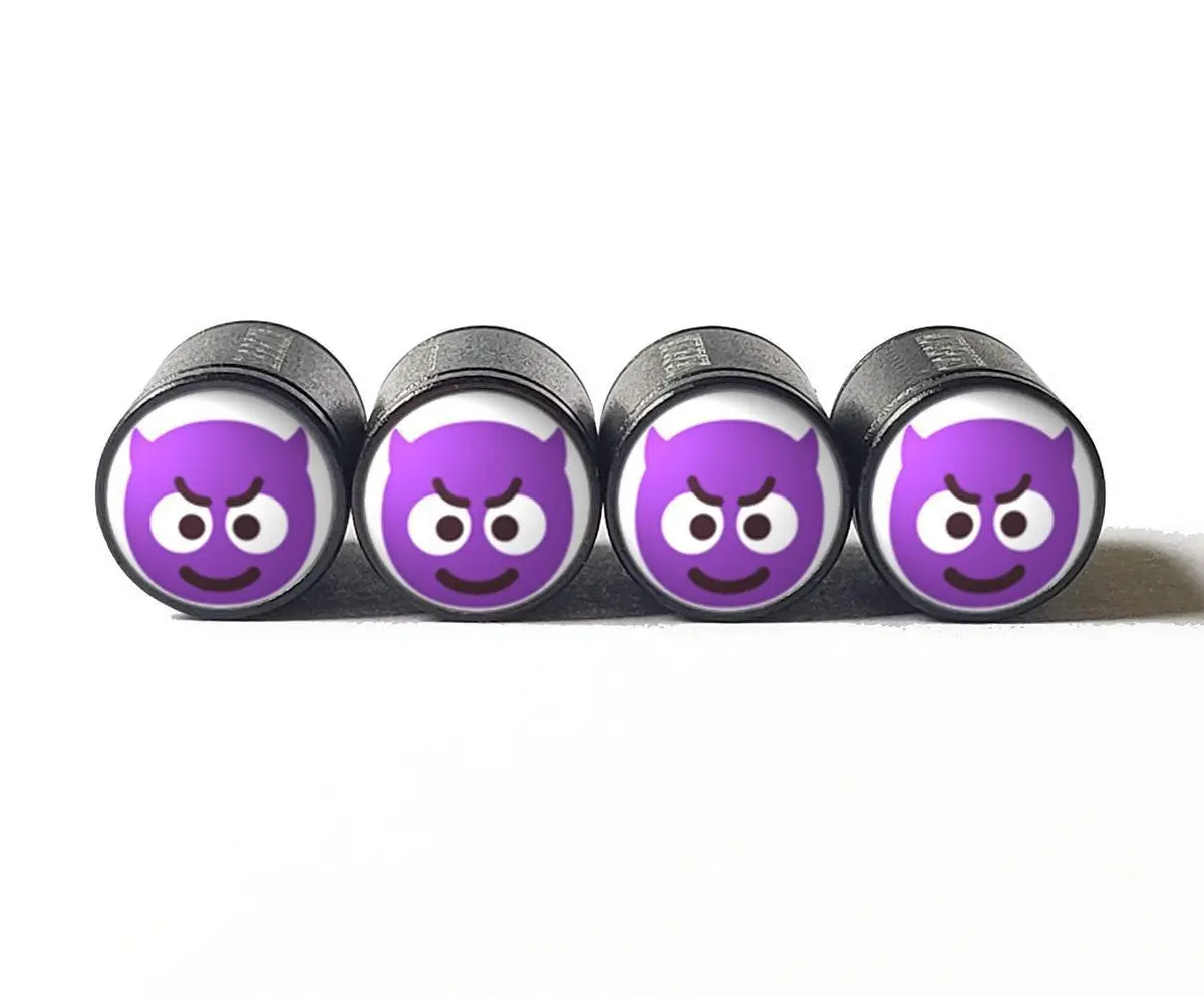 Purple Devil Tire Valve Caps - Black Aluminum - Set Of Four 1