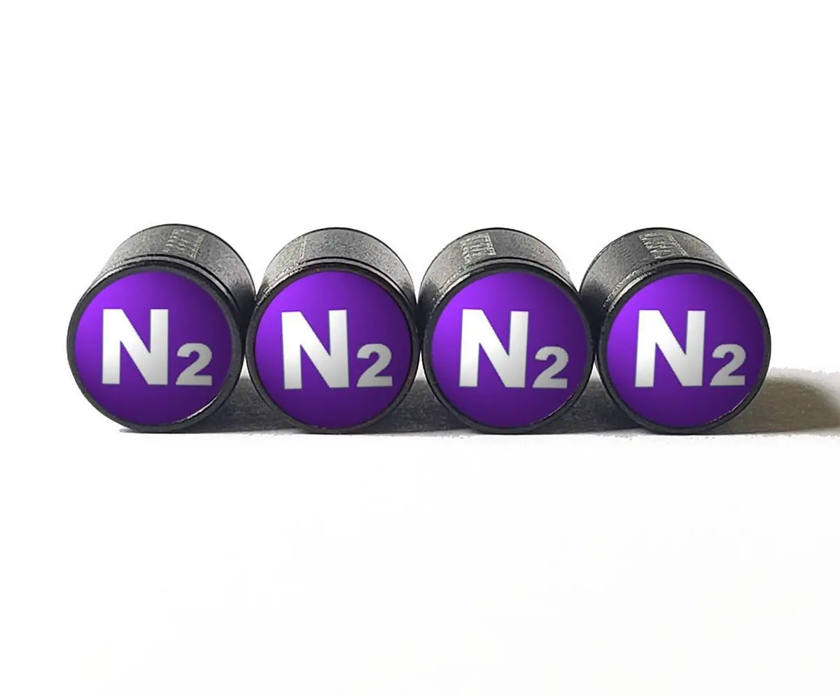 Purple N2 Nitrogen Tire Valve Stem Caps - Black Aluminum - Type 1 1