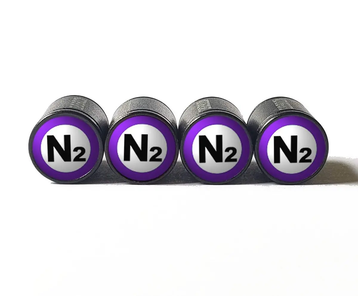 Purple N2 Nitrogen Tire Valve Stem Caps - Black Aluminum - Type 2 1