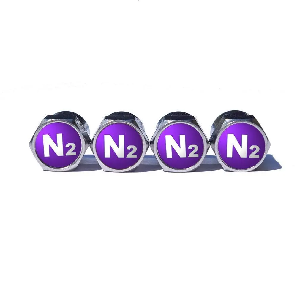 Purple N2 Nitrogen Tire Valve Stem Caps -Chrome Coated - Type 1 1