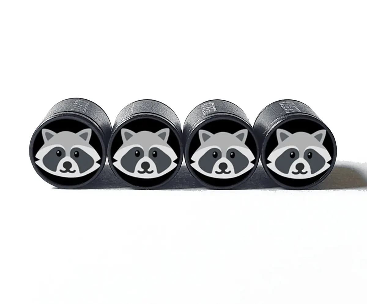 Raccoon Tire Valve Caps - Black Aluminum - Set Of Four 1