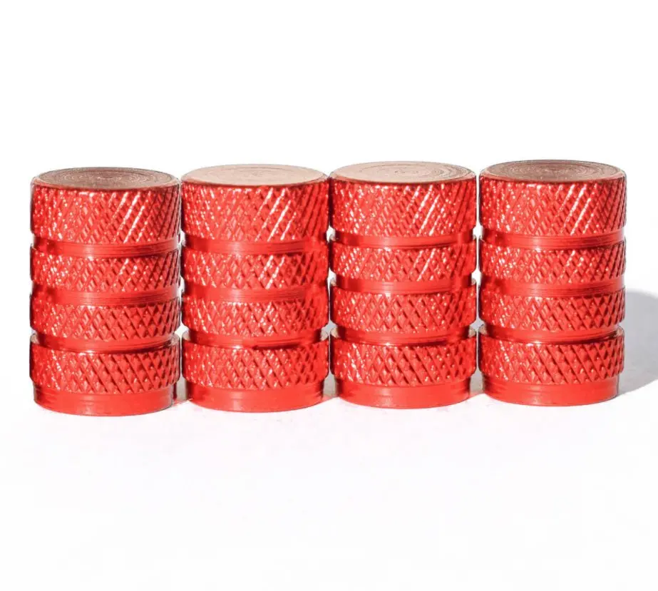 Red Barrel Aluminum Tire Valve Caps - Sets Of 4, 8, 12 Or 20 - Universal, Fits On All Vehicles 1