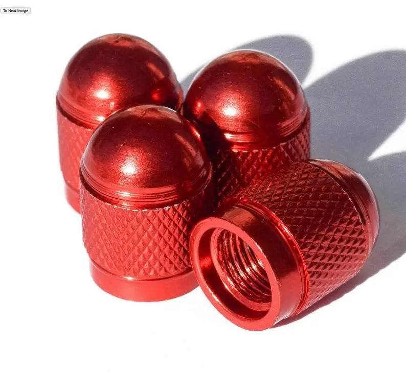 Red Dome Aluminum Tire Valve Caps - Sets Of 4, 8, 12 Or 20 - Universal, Fits All Vehicles 4