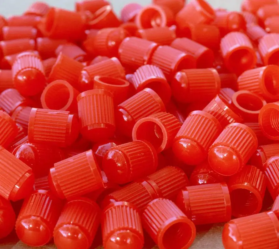 Red Tire Valve Caps - Plastic - Sets Of 10, 25, 50 Or 100 - Universal, Fits All Vehicles 1