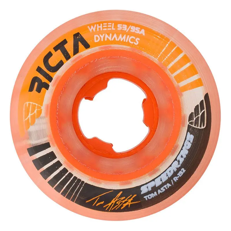 Ricta 53Mm 95A Asta Speedrings Clear Orange Slim Skateboard Wheels 4Pk 1