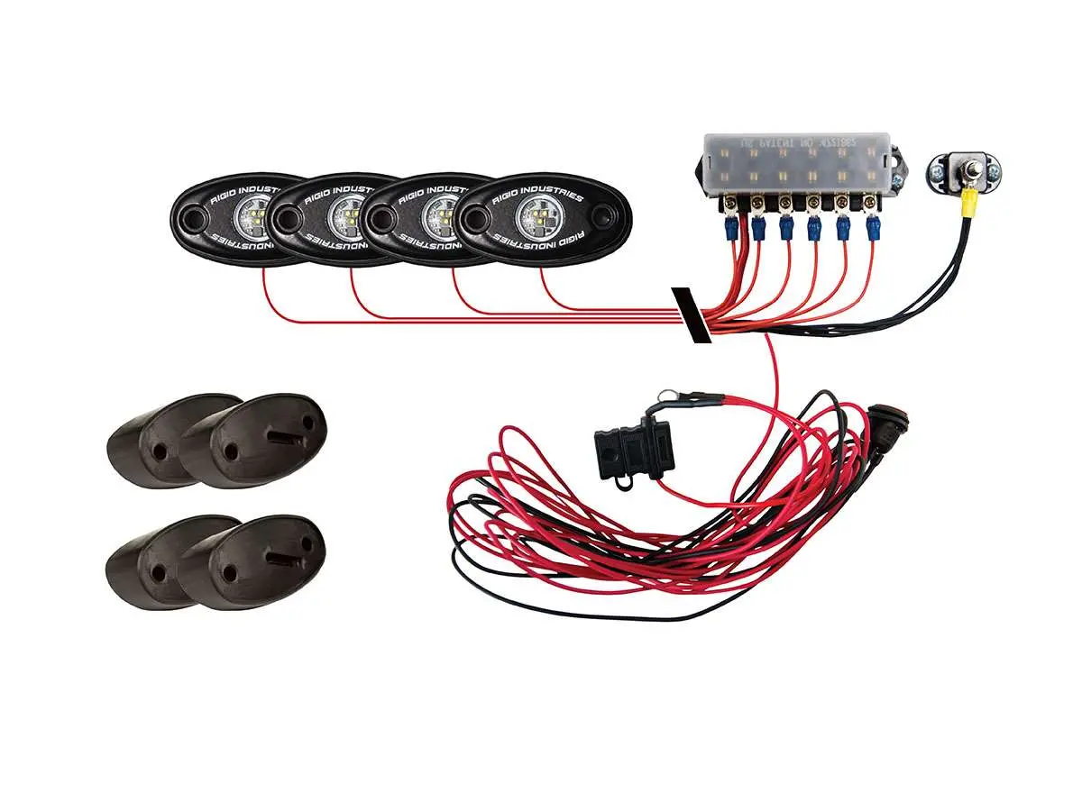 Rigid A-Series Rock Light Kit - 4 Lights (Amber) 1