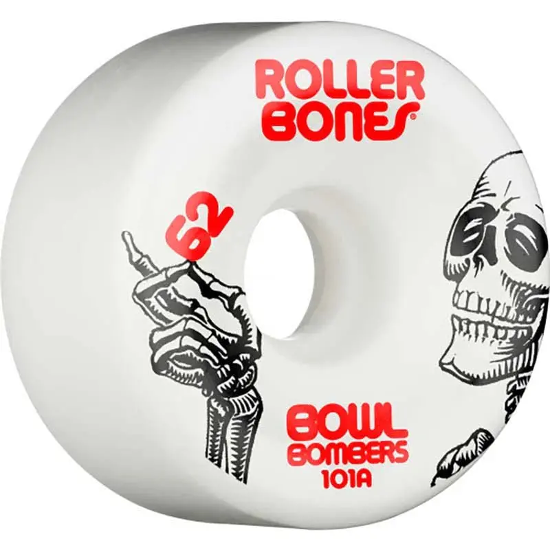 Rollerbones 62Mm 101A Bowl Bombers White Roller Skate Wheels 8Pk 1