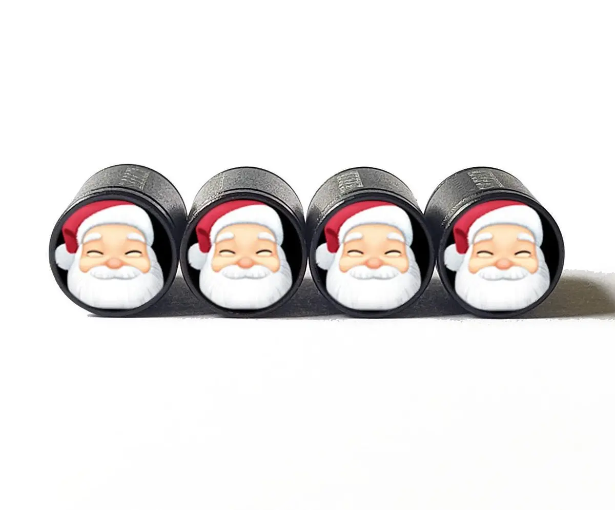 Cute Santa Claus Tire Valve Caps - Black Aluminum - Set Of Four 1