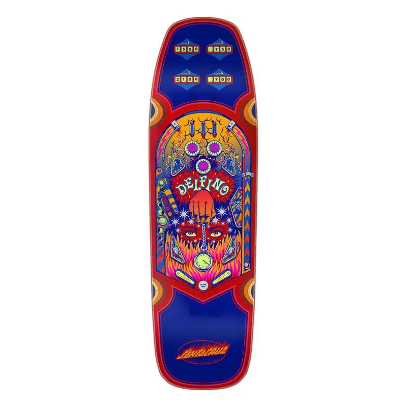 Santa Cruz 9.14" X 31.50" Delfino Pinball Pro Shaped Skateboard Deck 1