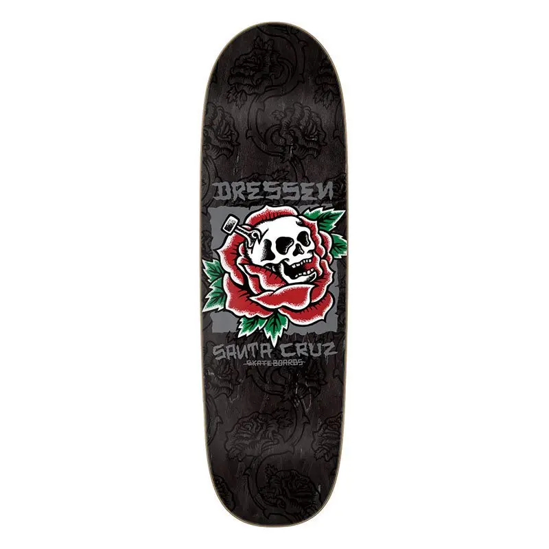 Santa Cruz 9.25" X 31.95" Dressen Skull Rose Pro Shaped Skateboard Deck 1