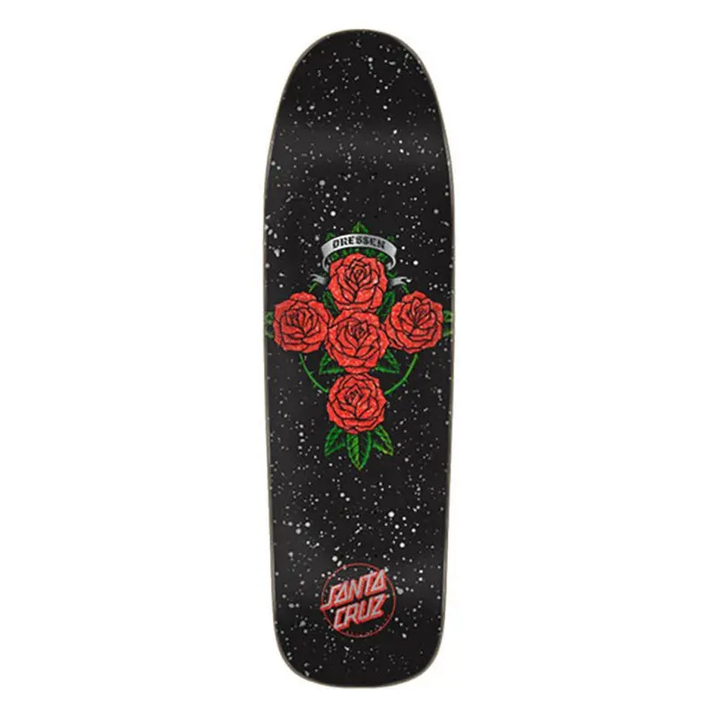 Santa Cruz 9.31" X 32.36" Dressen Rose Cross Shaped Skateboard Deck 1