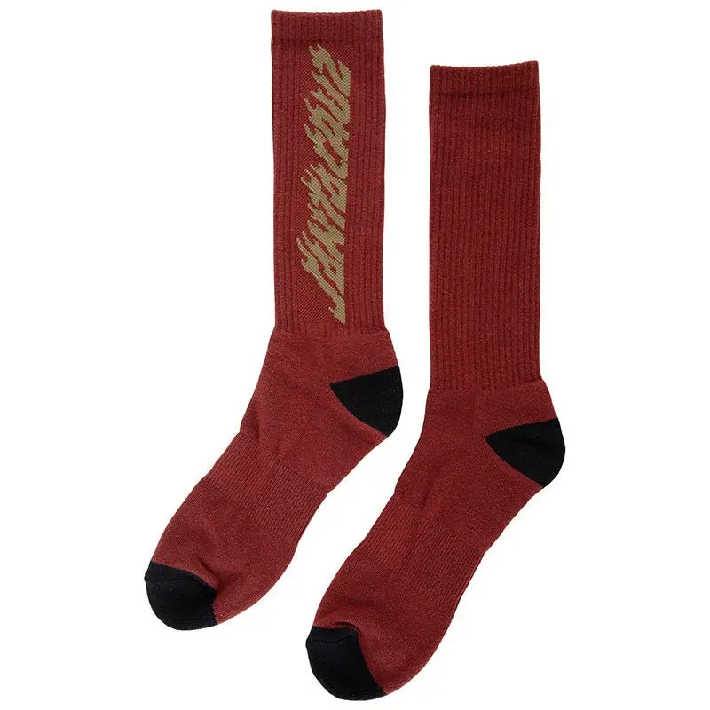 Santa Cruz Solid Flame Strip Maroon Mens Socks 1Pr 1