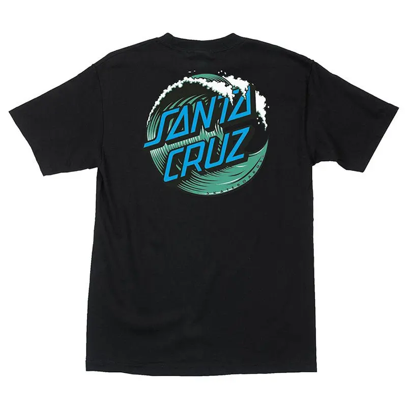 Santa Cruz Wave Dot Short Sleeve Midweight Black Mens T-Shirts 1