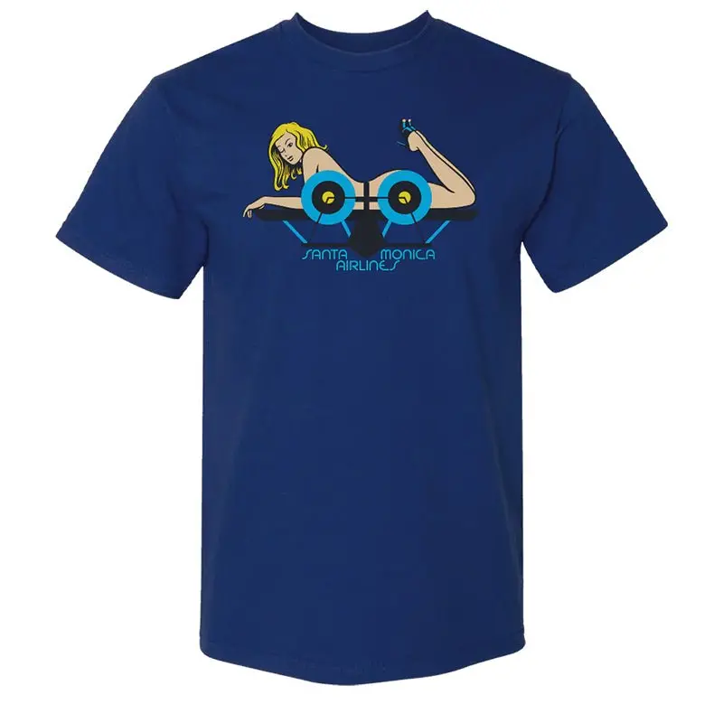 Santa Monica Airlines (Sma) Girl On A Plane Navy Blue T-Shirts 1