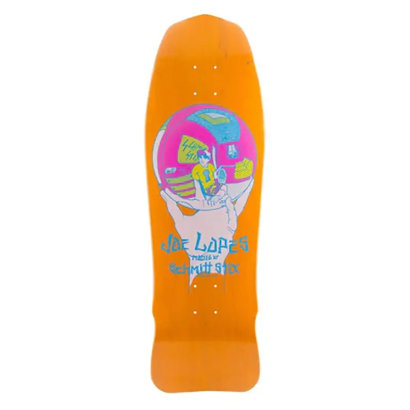Schmitt Stix 10" X 30" Joe Lopes Crystal Ball Modern Concave Orange Stain Skateboard Deck 1