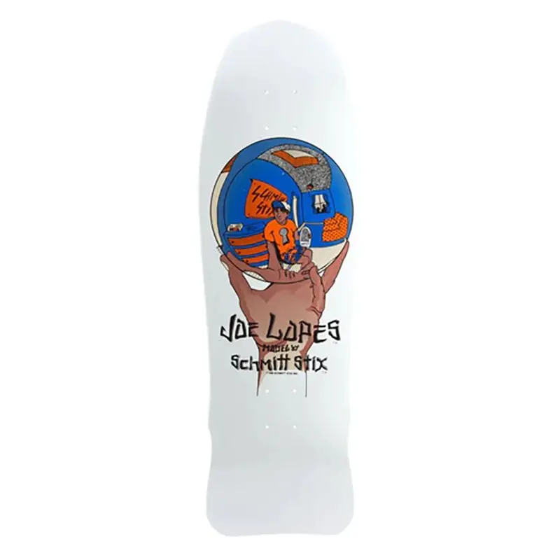 Schmitt Stix 10" X 30" Joe Lopes Crystal Ball Modern Concave White Dip Skateboard Deck 1