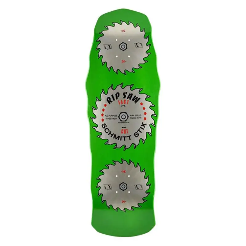 Schmitt Stix 10" X 30" Ripsaw Modern Concave Lime Stain Skateboard Deck 1