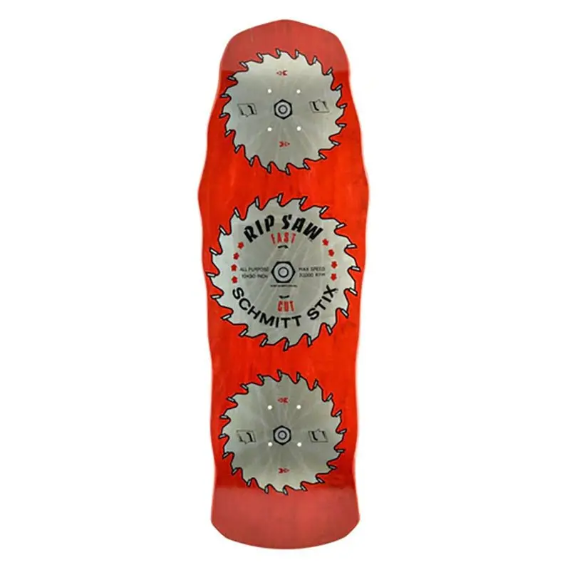 Schmitt Stix 10" X 30" Ripsaw Modern Concave Red Stain Skateboard Deck 1