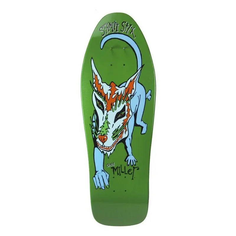 Schmitt Stix 10" X 31.875" Chris Miller Dog Large Re-Issue Green Dip Skateboard Deck 1