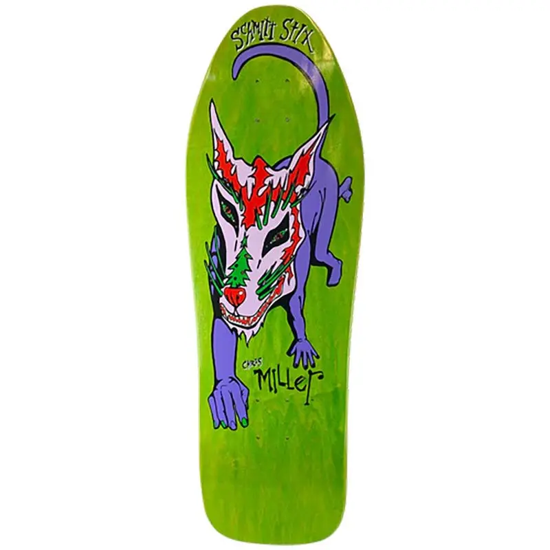 Schmitt Stix 10" X 31.875" Chris Miller Dog Large Re-Issue Green Stain Skateboard Deck 1