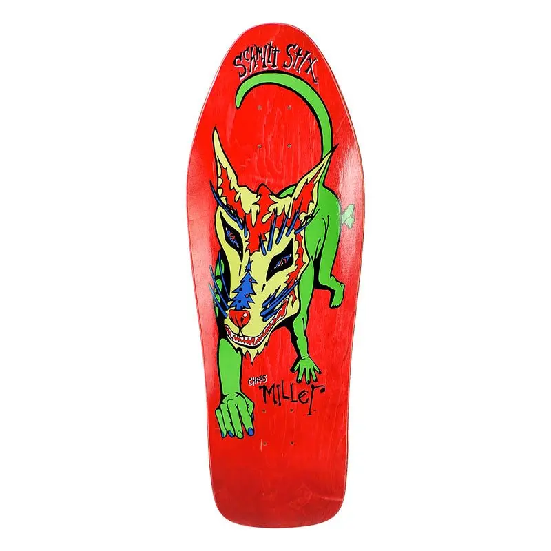 Schmitt Stix 10" X 31.875" Chris Miller Dog Large Re-Issue Red Stain Skateboard Deck 1