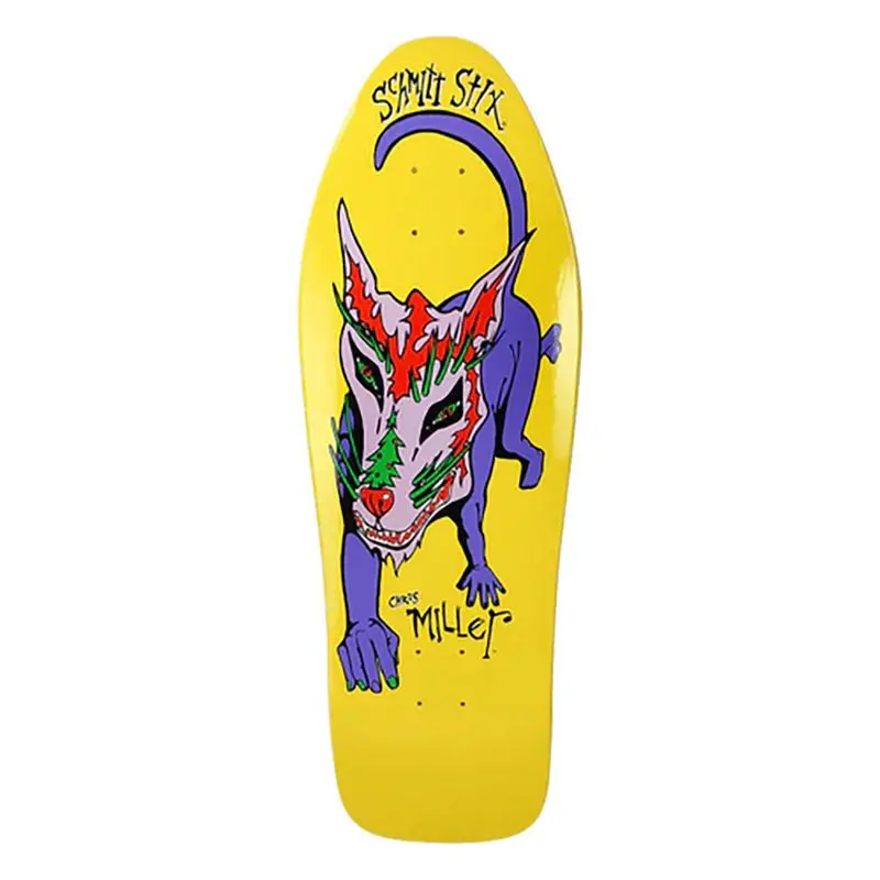 Schmitt Stix 10" X 31.875" Chris Miller Large Dog Re-Issue Yellow Dip Skateboard Deck 1