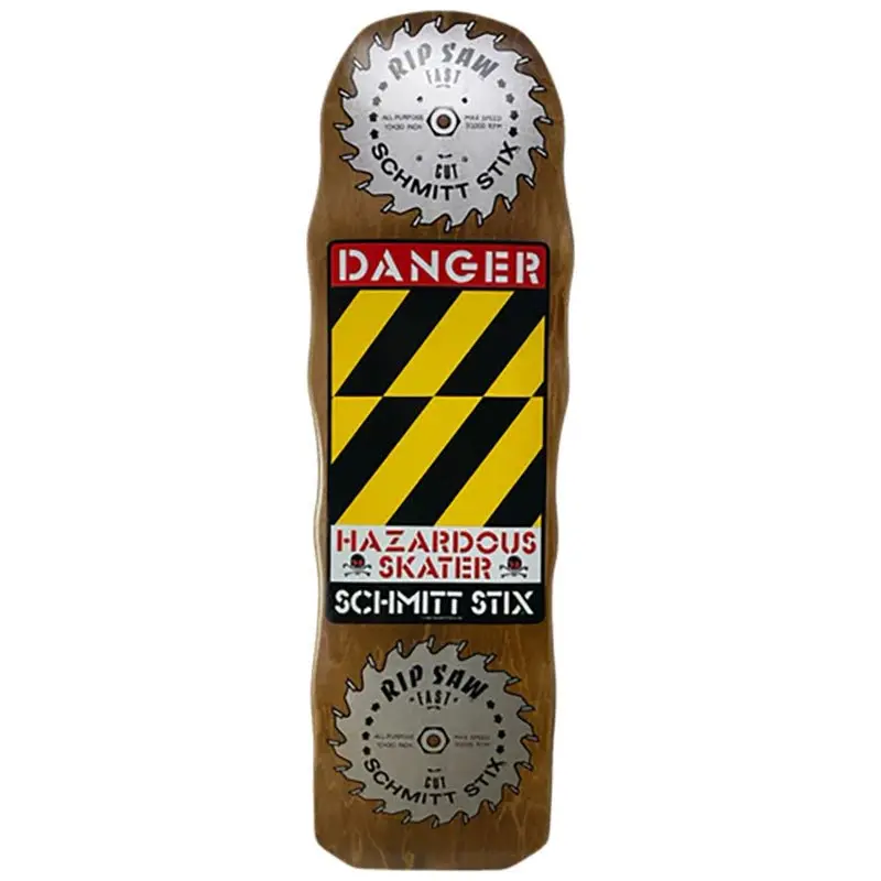Schmitt Stix 10" X 33" Brown Stain Danger Saw Skateboard Deck 1
