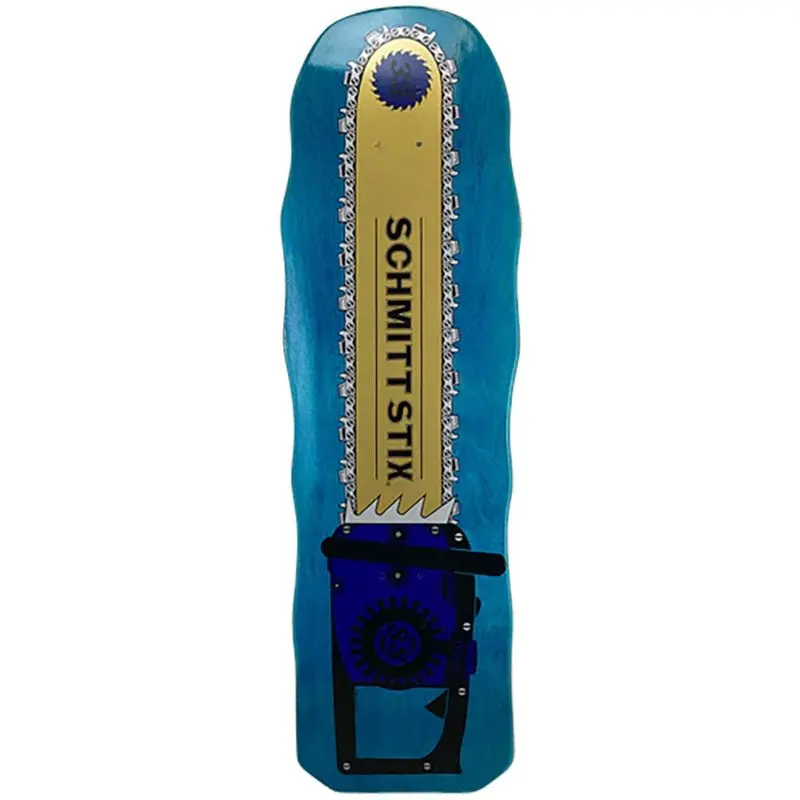 Schmitt Stix 10" X 33" Chainsaw (Blue Stain) Skateboard Deck 1