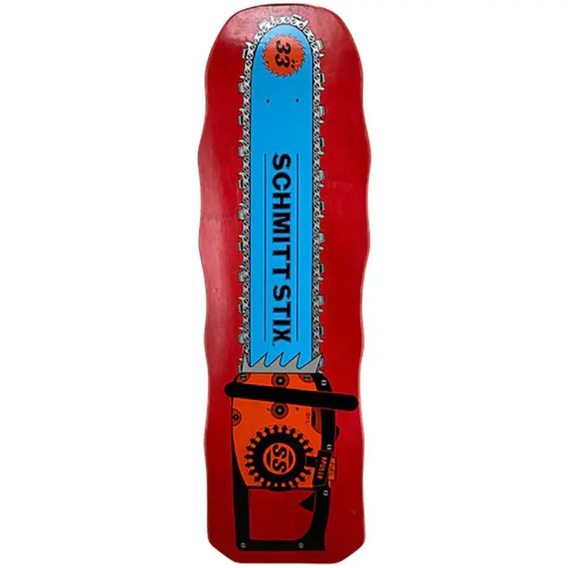 Schmitt Stix 10" X 33" Chainsaw Red Stain Skateboard Deck 1